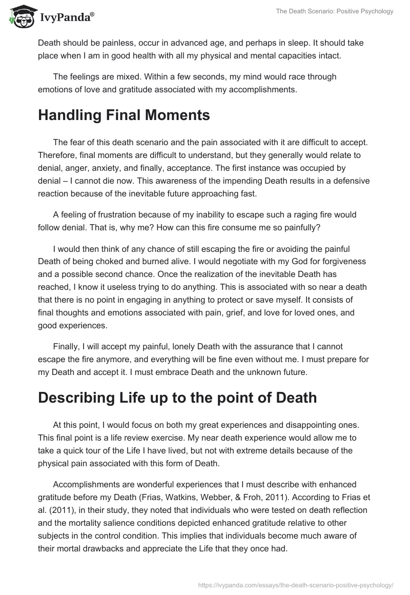 The Death Scenario: Positive Psychology. Page 2
