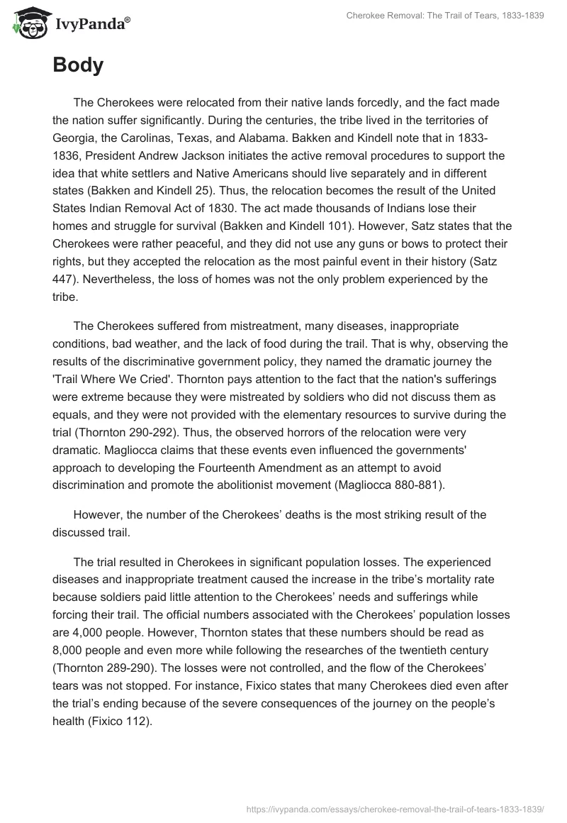 Cherokee Removal: The Trail of Tears, 1833-1839. Page 2