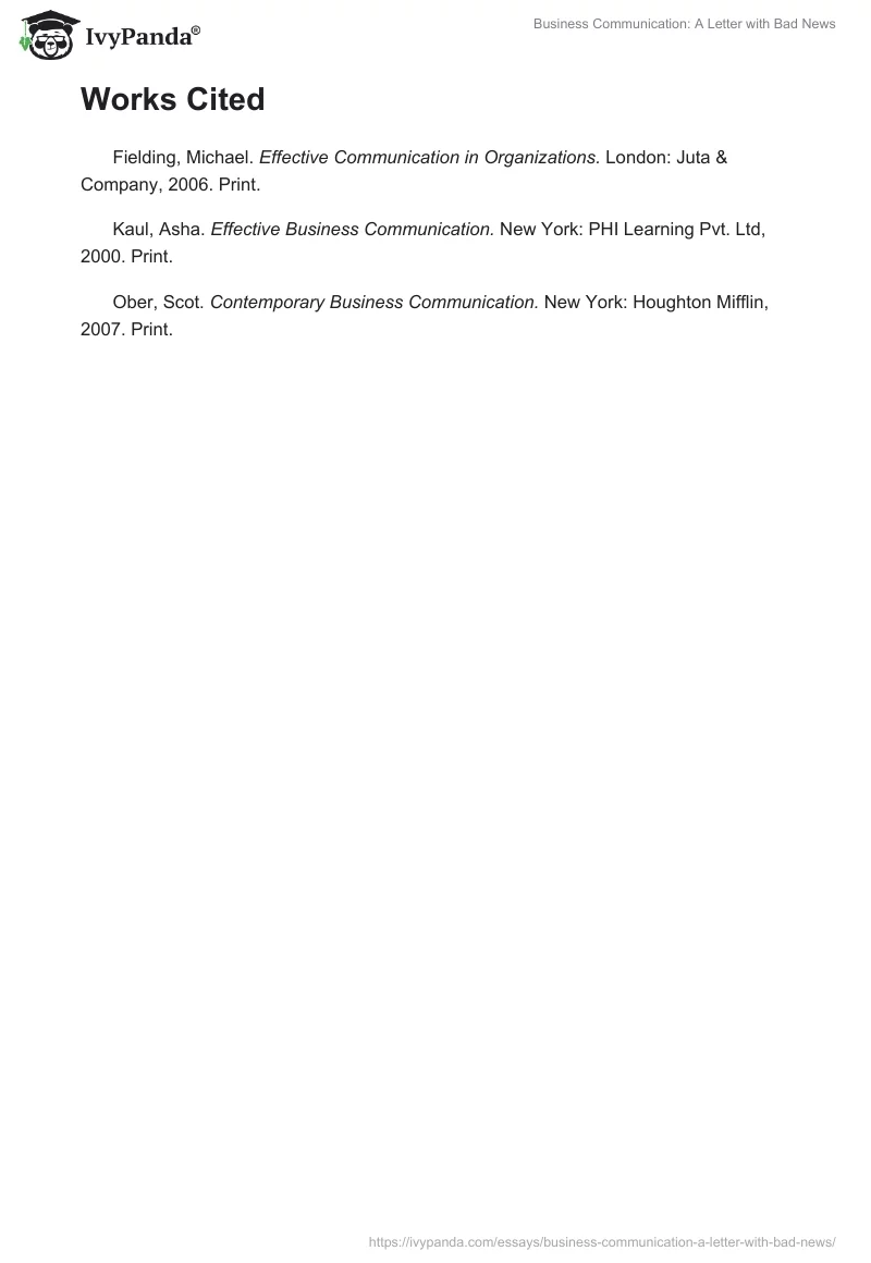 Business Communication: A Letter with Bad News. Page 2