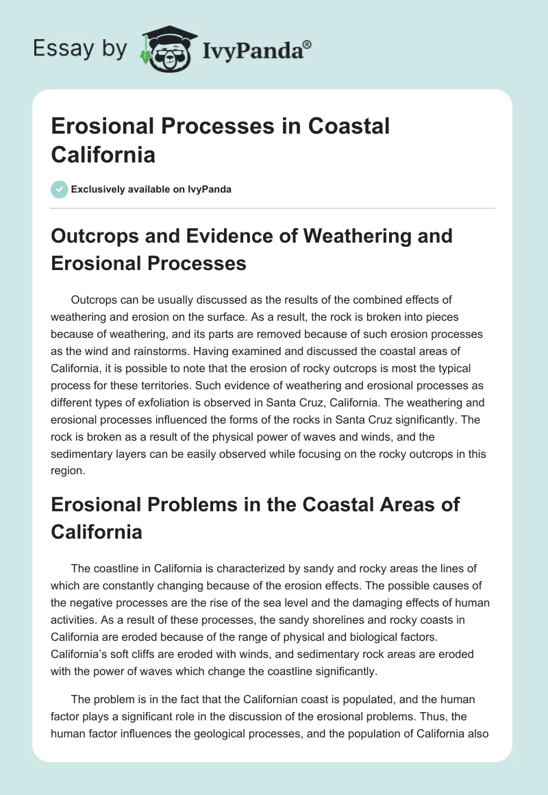 Erosional Processes in Coastal California. Page 1