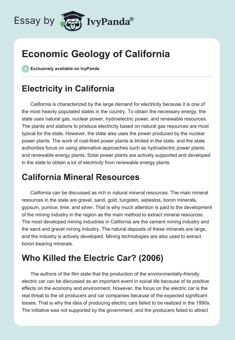 Economic Geology of California. Page 1