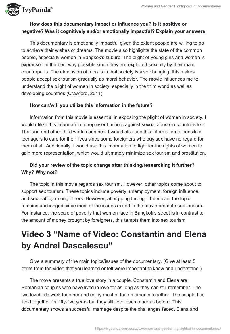 Women and Gender Highlighted in Documentaries. Page 4