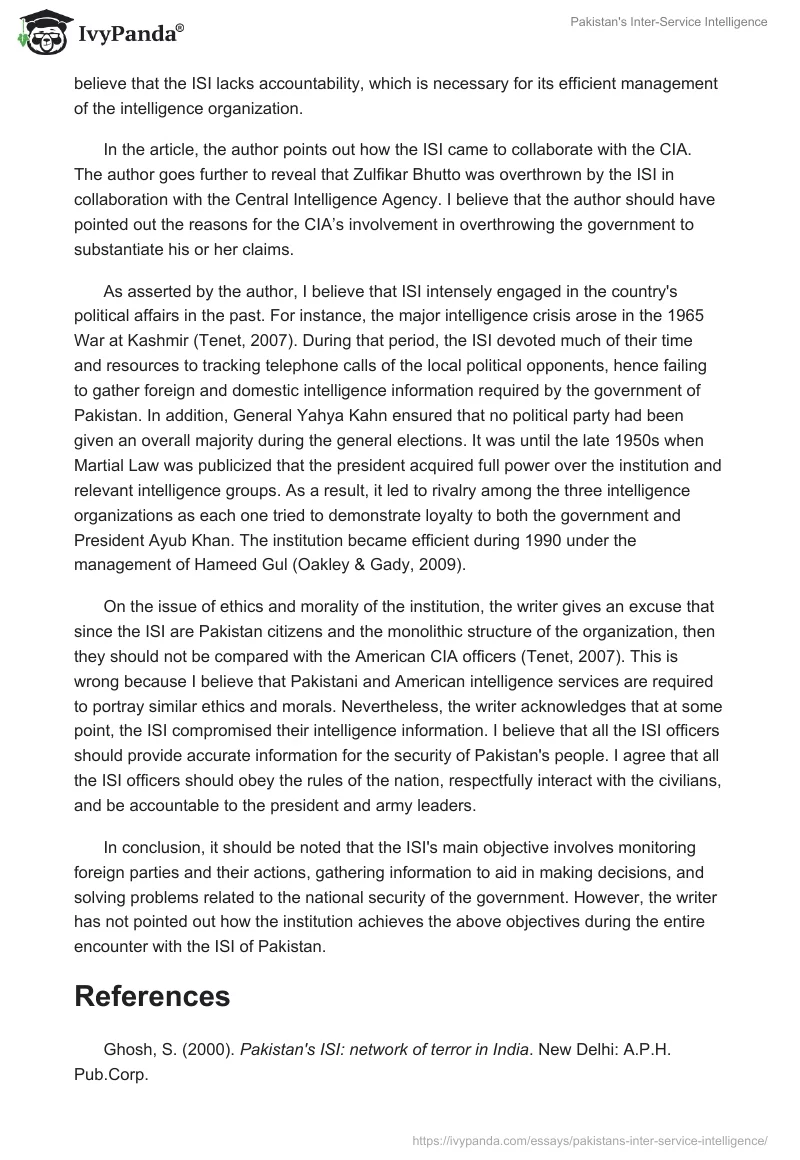Pakistan's Inter-Service Intelligence. Page 2