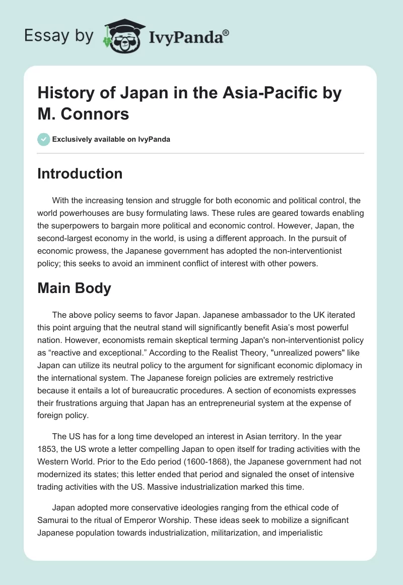 History of "Japan in the Asia-Pacific" by M. Connors. Page 1