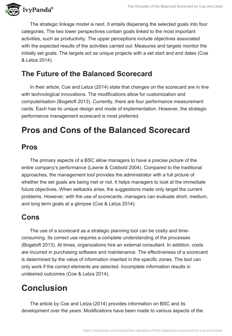 "Two Decades of the Balanced Scorecard" by Coe and Letza. Page 3