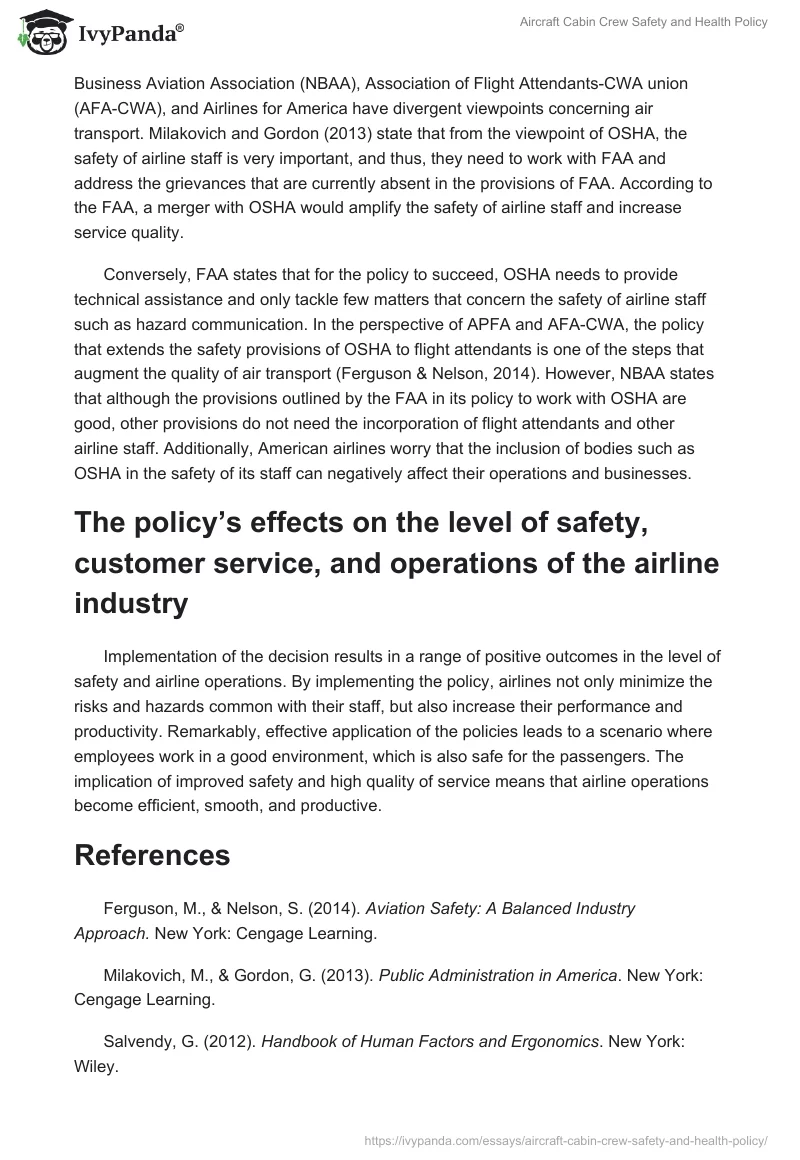 Aircraft Cabin Crew Safety and Health Policy. Page 3