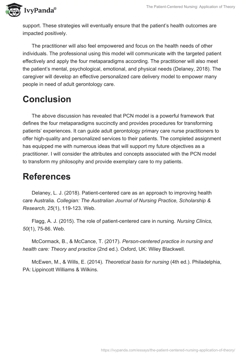 The Patient-Centered Nursing: Application of Theory. Page 4