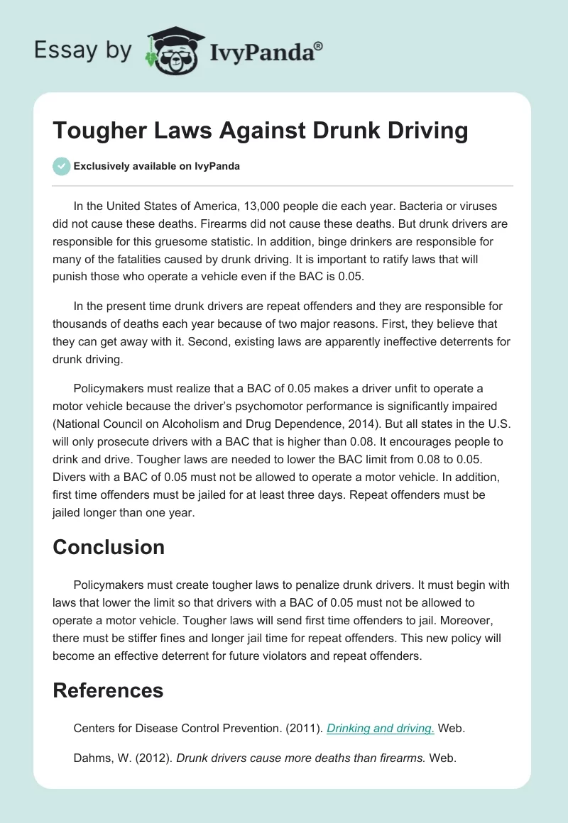 Tougher Laws Against Drunk Driving. Page 1