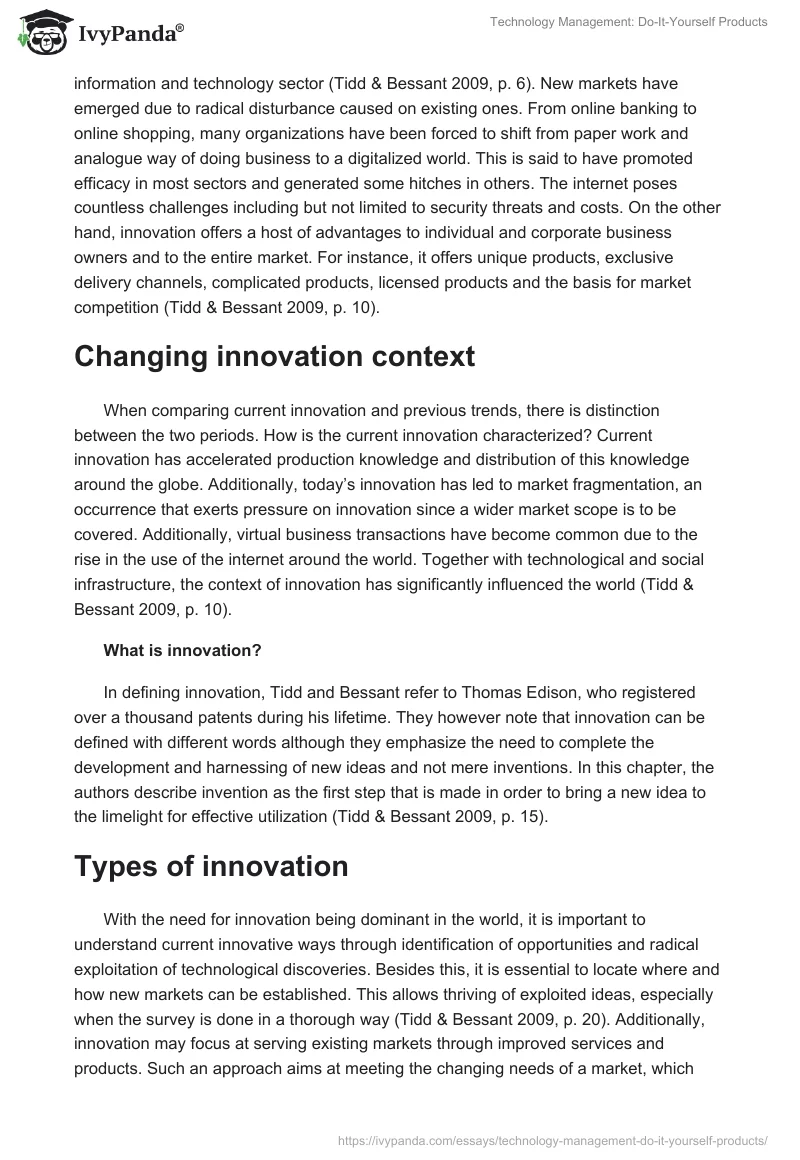 Technology Management: Do-It-Yourself Products. Page 4