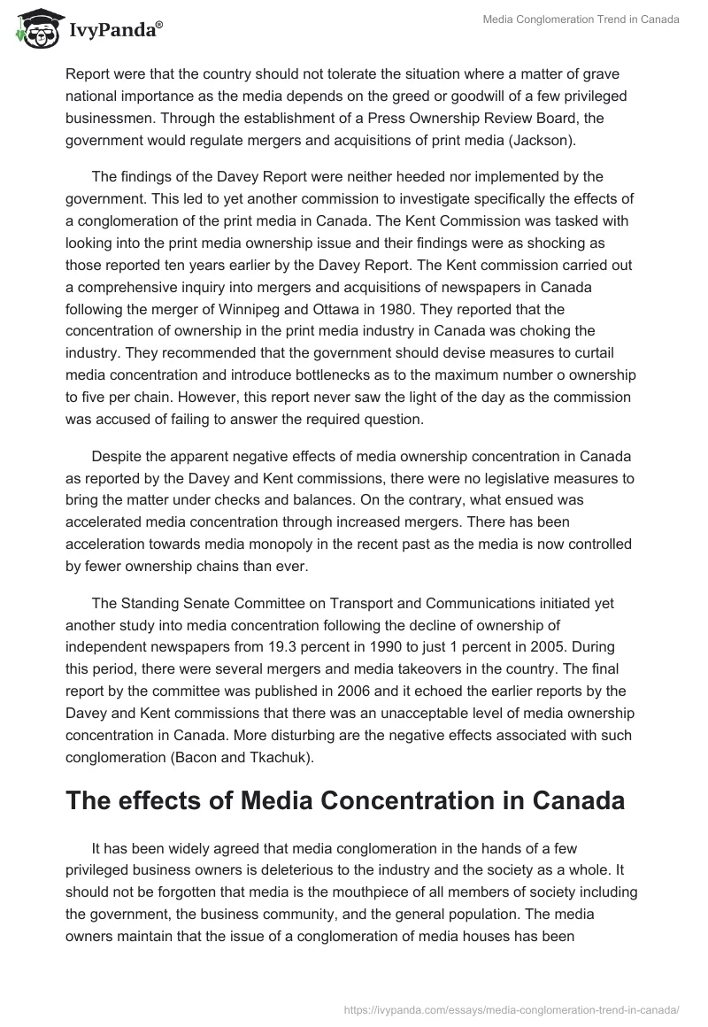 Media Conglomeration Trend in Canada. Page 2