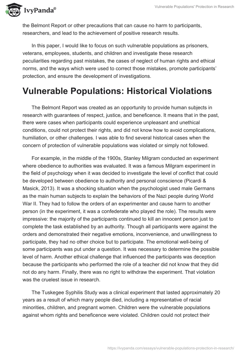 Vulnerable Populations' Protection in Research. Page 4