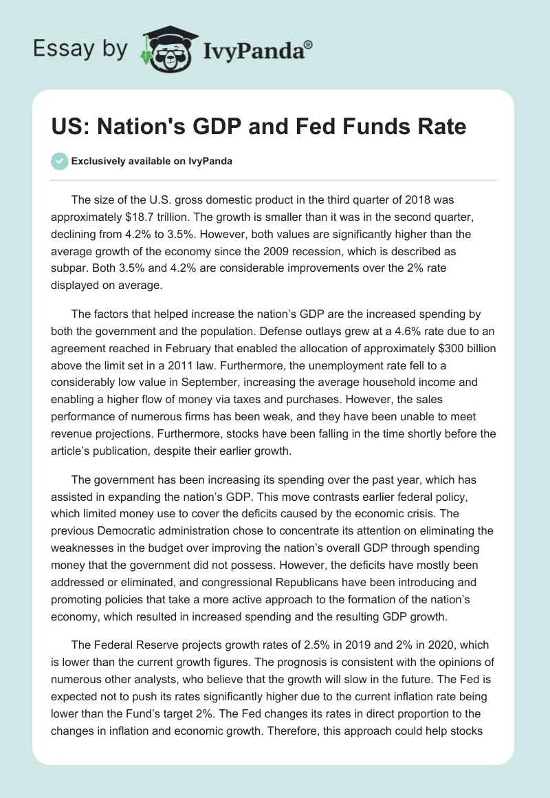 US: Nation's GDP and Fed Funds Rate. Page 1