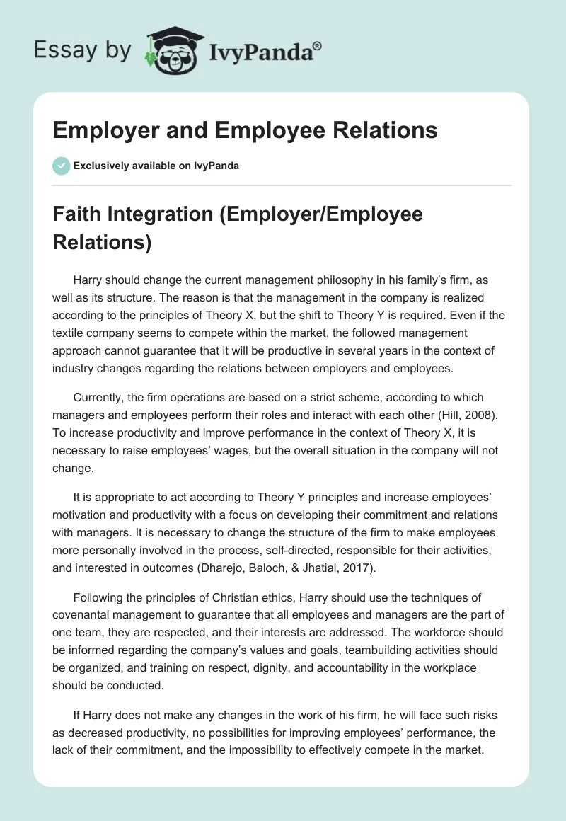 Employer and Employee Relations. Page 1