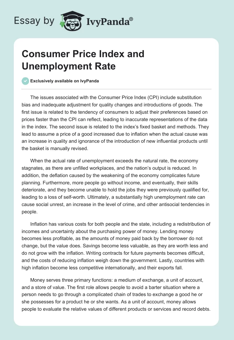 Consumer Price Index and Unemployment Rate. Page 1