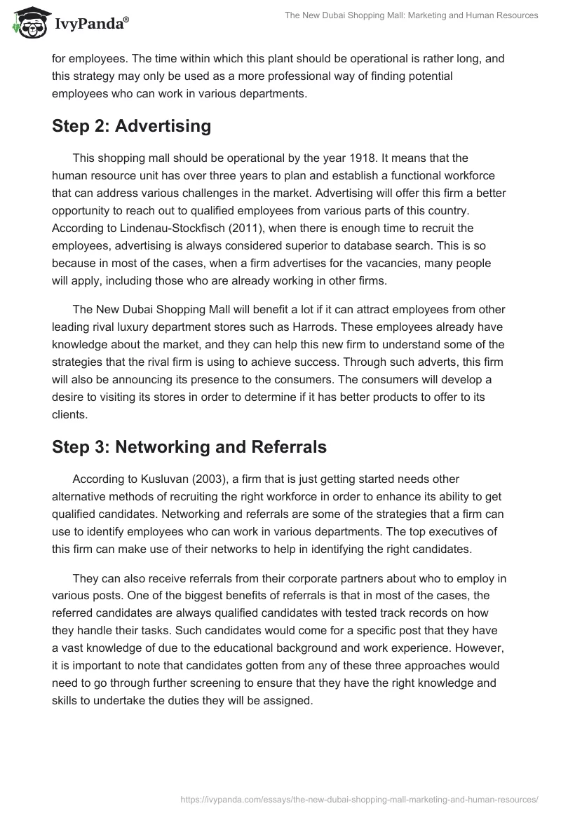 The New Dubai Shopping Mall: Marketing and Human Resources. Page 5