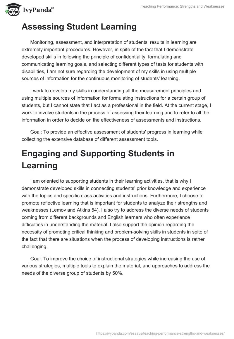 Teaching Performance: Strengths and Weaknesses. Page 2