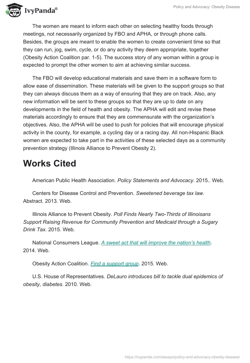 Policy and Advocacy: Obesity Disease. Page 2