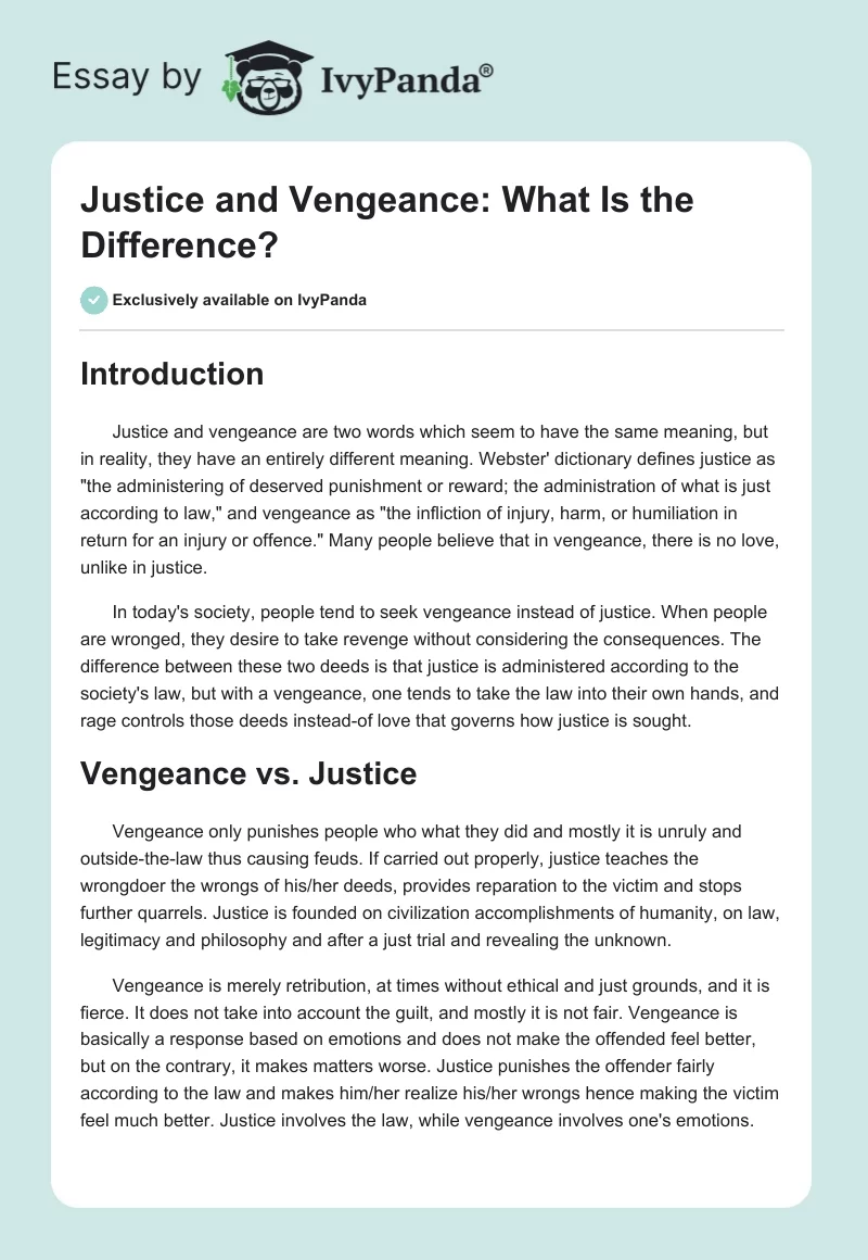 Justice and Vengeance: What Is the Difference?. Page 1