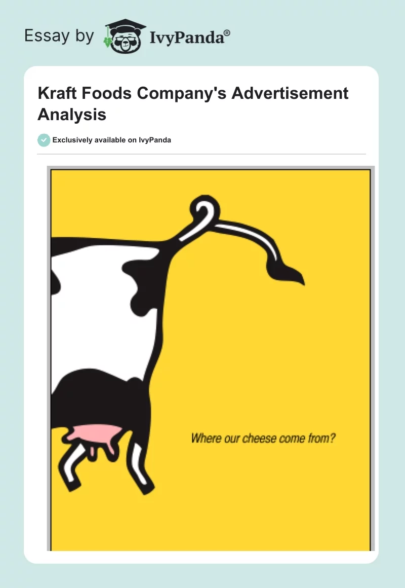 Kraft Foods Company's Advertisement Analysis. Page 1