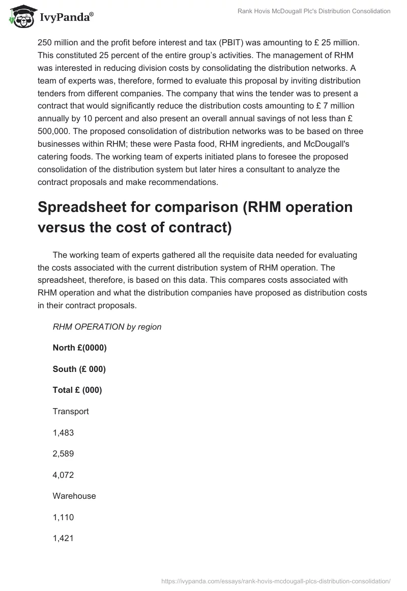 Rank Hovis McDougall Plc's Distribution Consolidation. Page 2