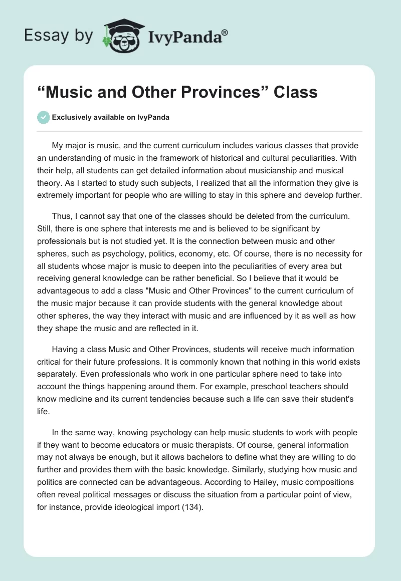 “Music and Other Provinces” Class. Page 1