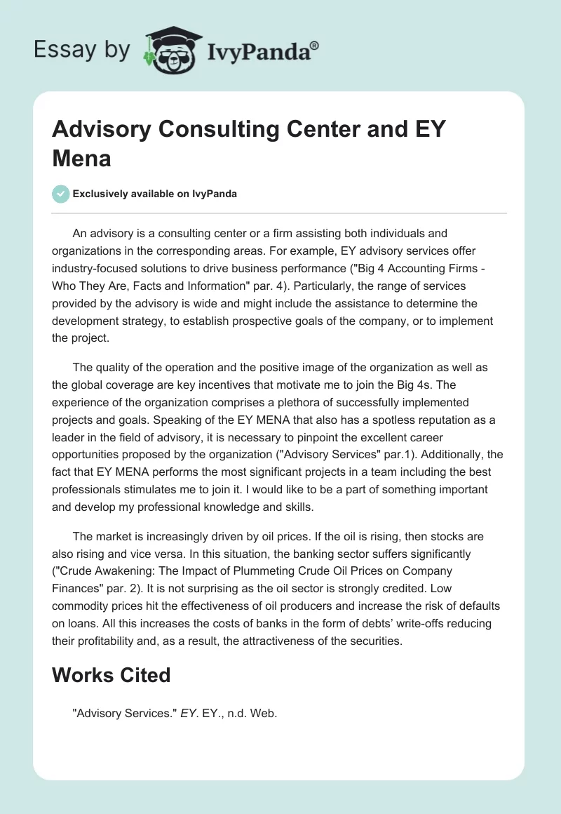 Advisory Consulting Center and EY Mena. Page 1