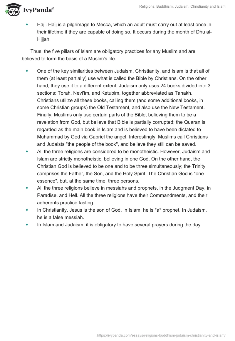 Religions: Buddhism, Judaism, Christianity and Islam. Page 4