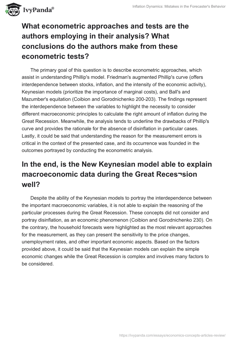 Inflation Dynamics: Mistakes in the Forecaster's Behavior. Page 3