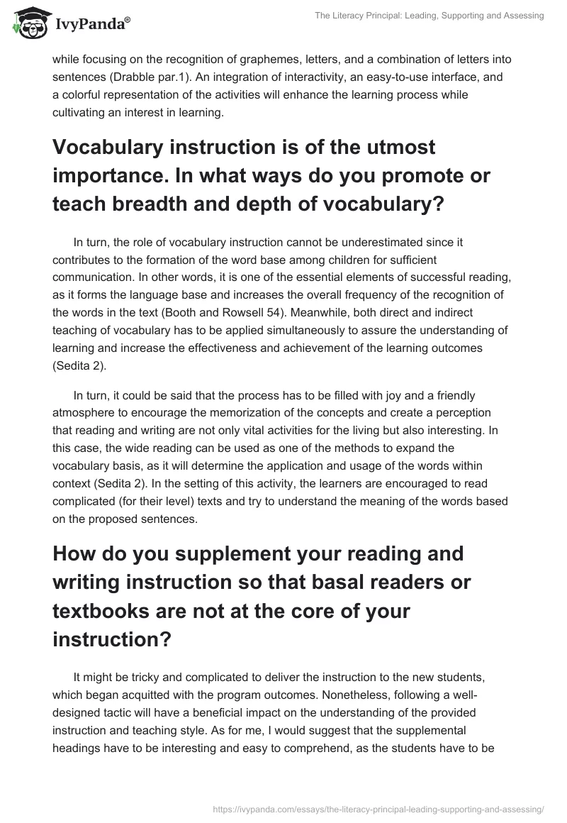The Literacy Principal: Leading, Supporting and Assessing. Page 3