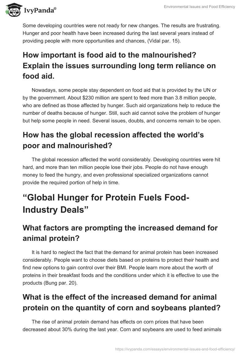 Environmental Issues and Food Efficiency. Page 3