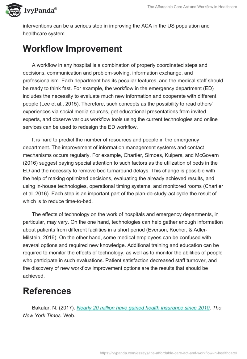 The Affordable Care Act and Workflow in Healthcare. Page 2