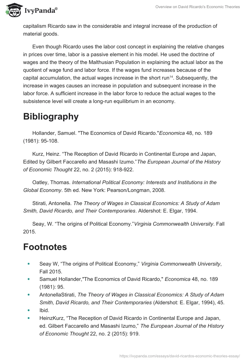 Overview on David Ricardo's Economic Theories. Page 4