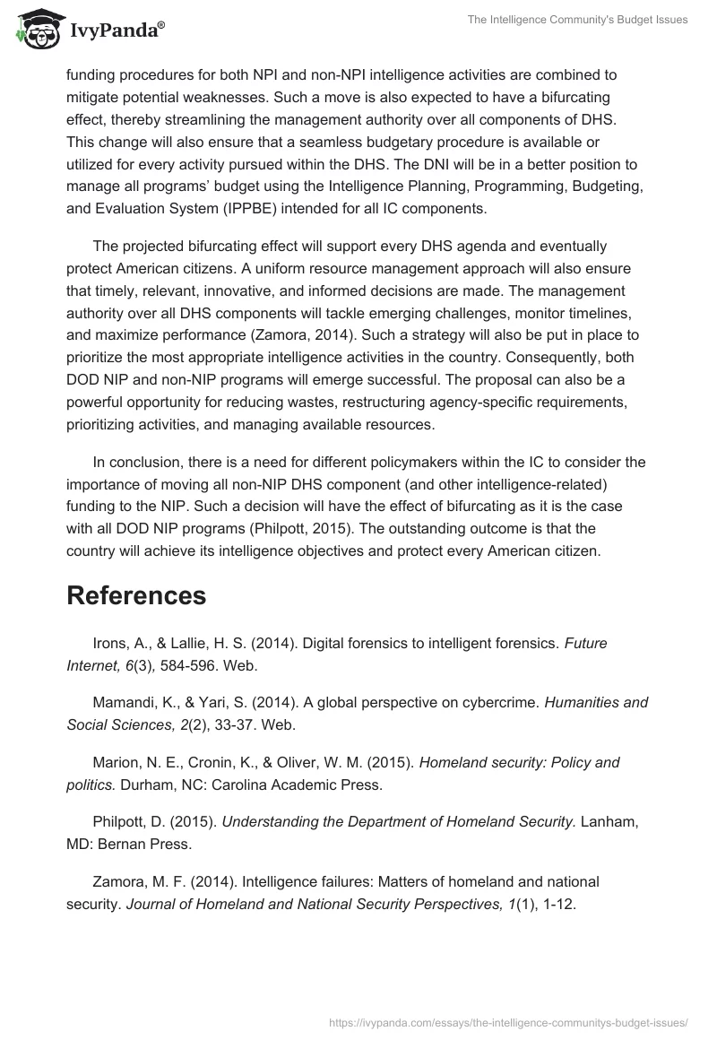 The Intelligence Community's Budget Issues. Page 2