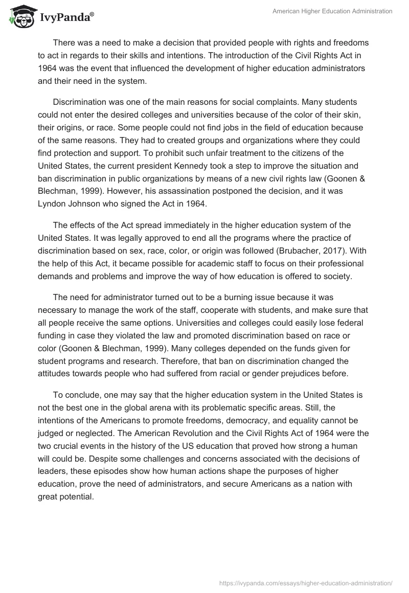 American Higher Education Administration. Page 3