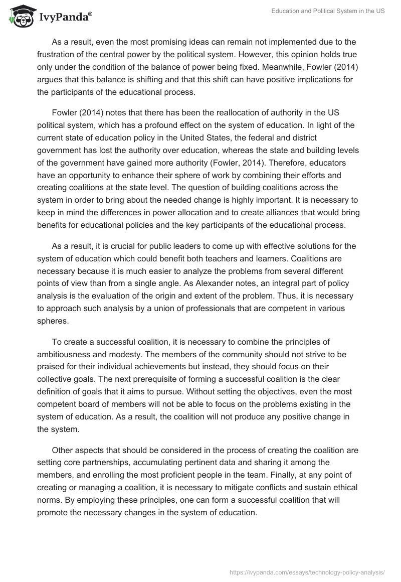 Education and Political System in the US. Page 2