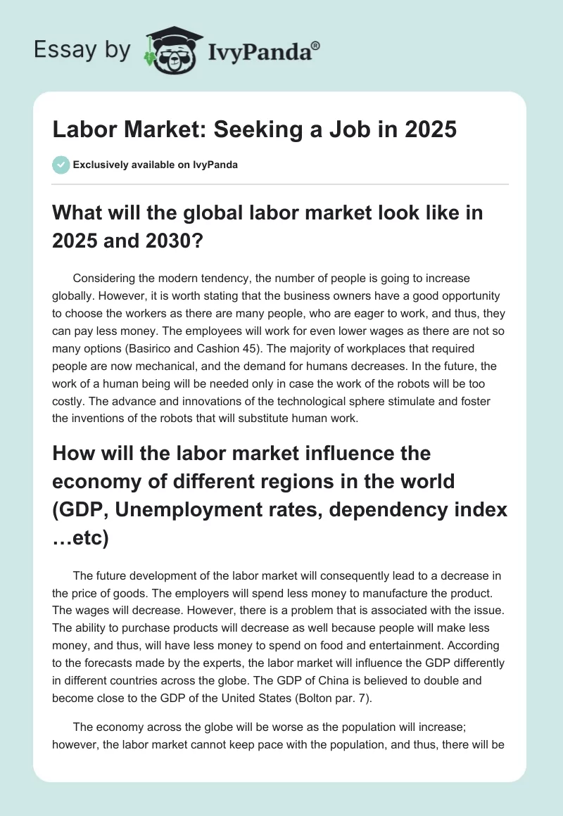 Labor Market: Seeking a Job in 2025. Page 1