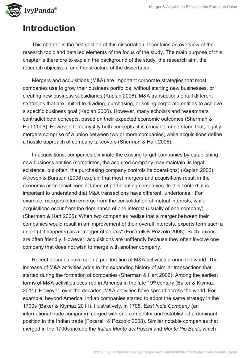 Merger & Acquisition Effects in the European Union. Page 2