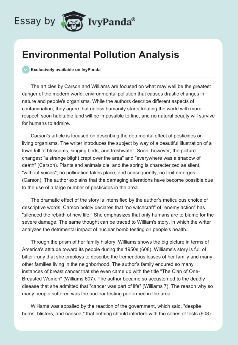 Environmental Pollution Analysis. Page 1