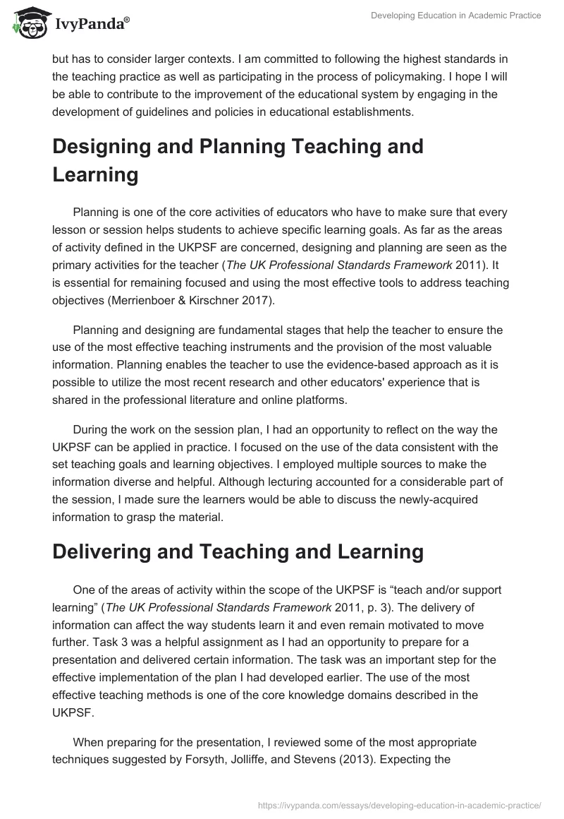 Developing Education in Academic Practice. Page 2