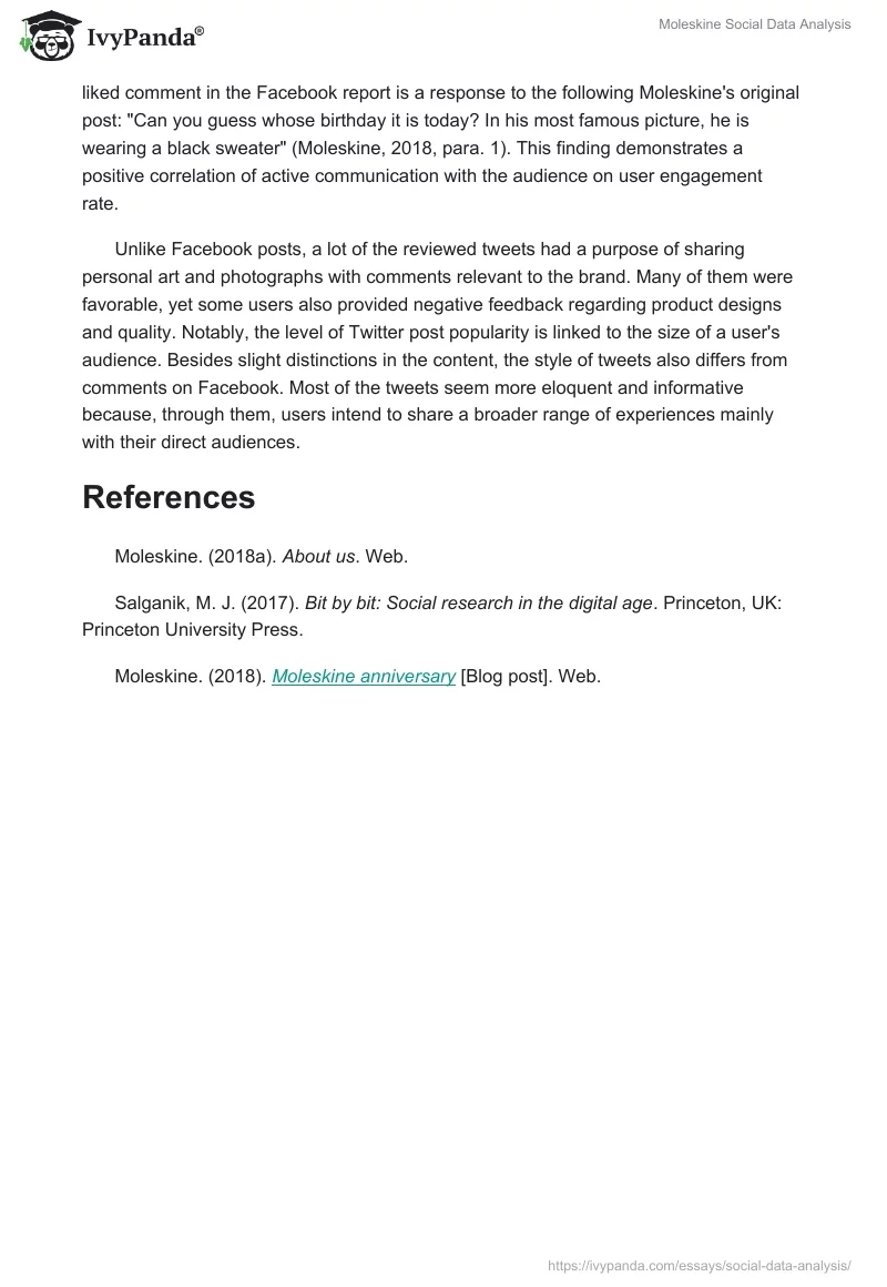 Moleskine Social Data Analysis. Page 2