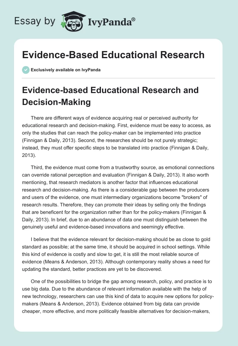 Evidence-Based Educational Research. Page 1