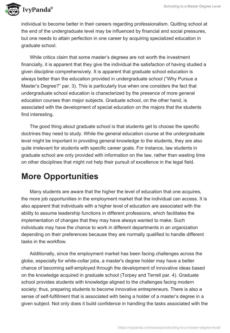 Schooling to a Master Degree Level. Page 4
