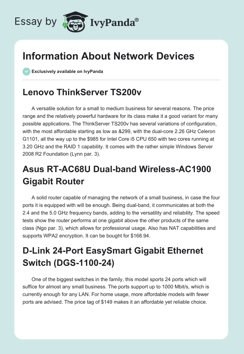 Information About Network Devices. Page 1