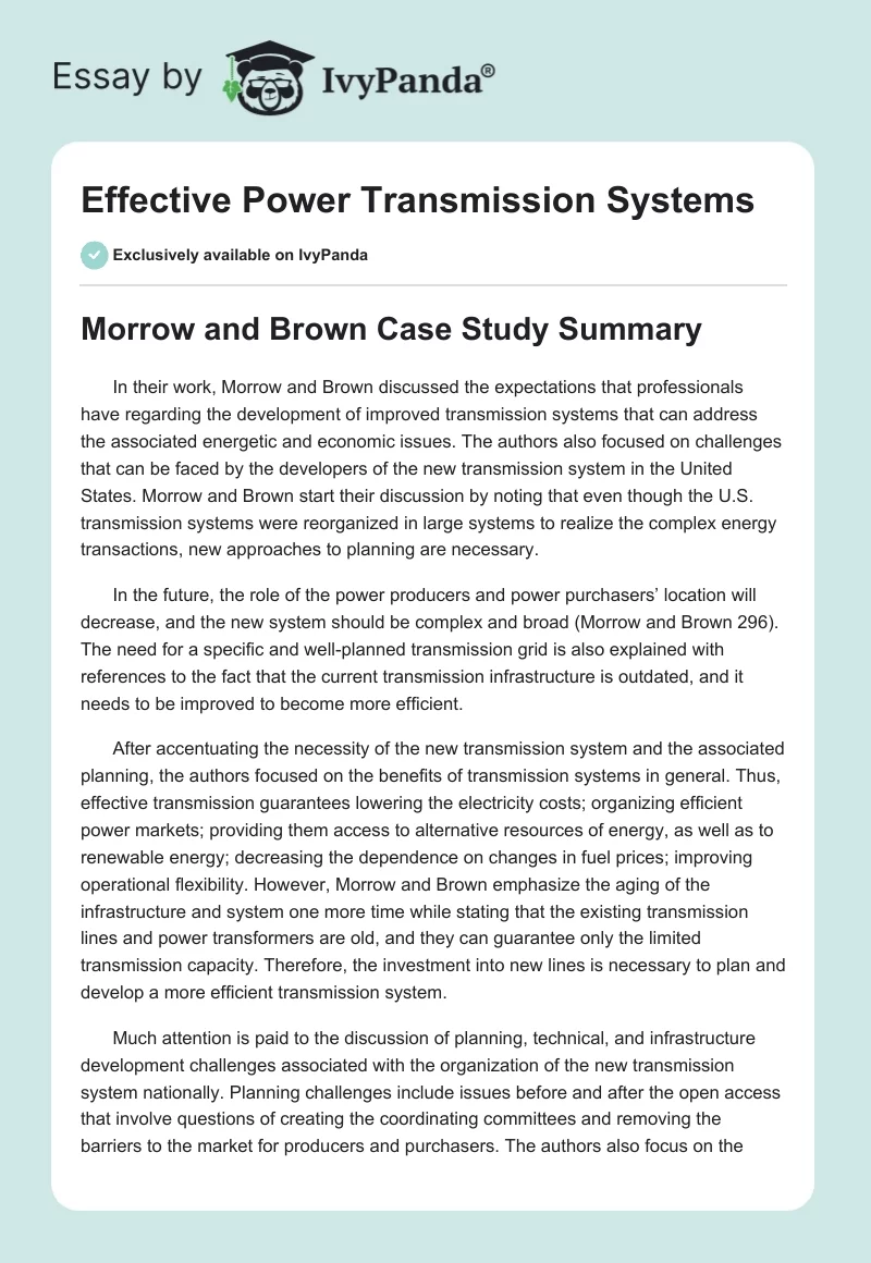 Effective Power Transmission Systems. Page 1