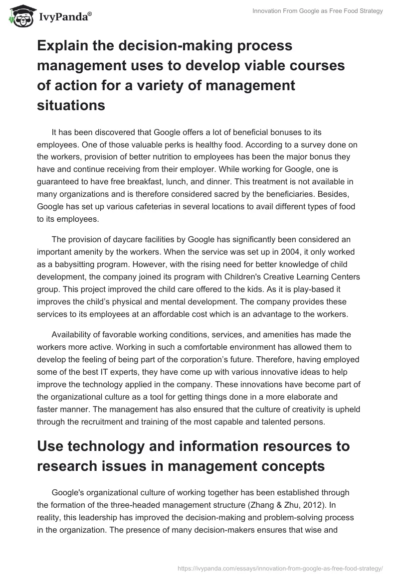 Innovation From Google as Free Food Strategy. Page 3