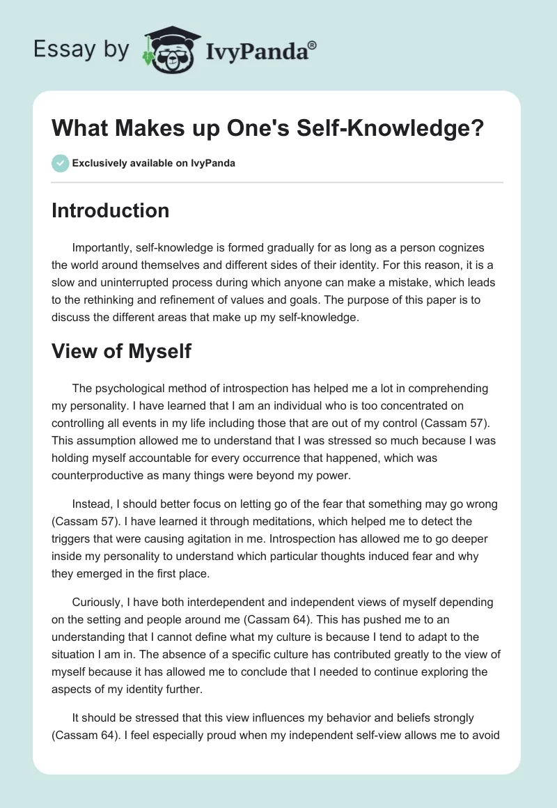 What Makes up One's Self-Knowledge?. Page 1