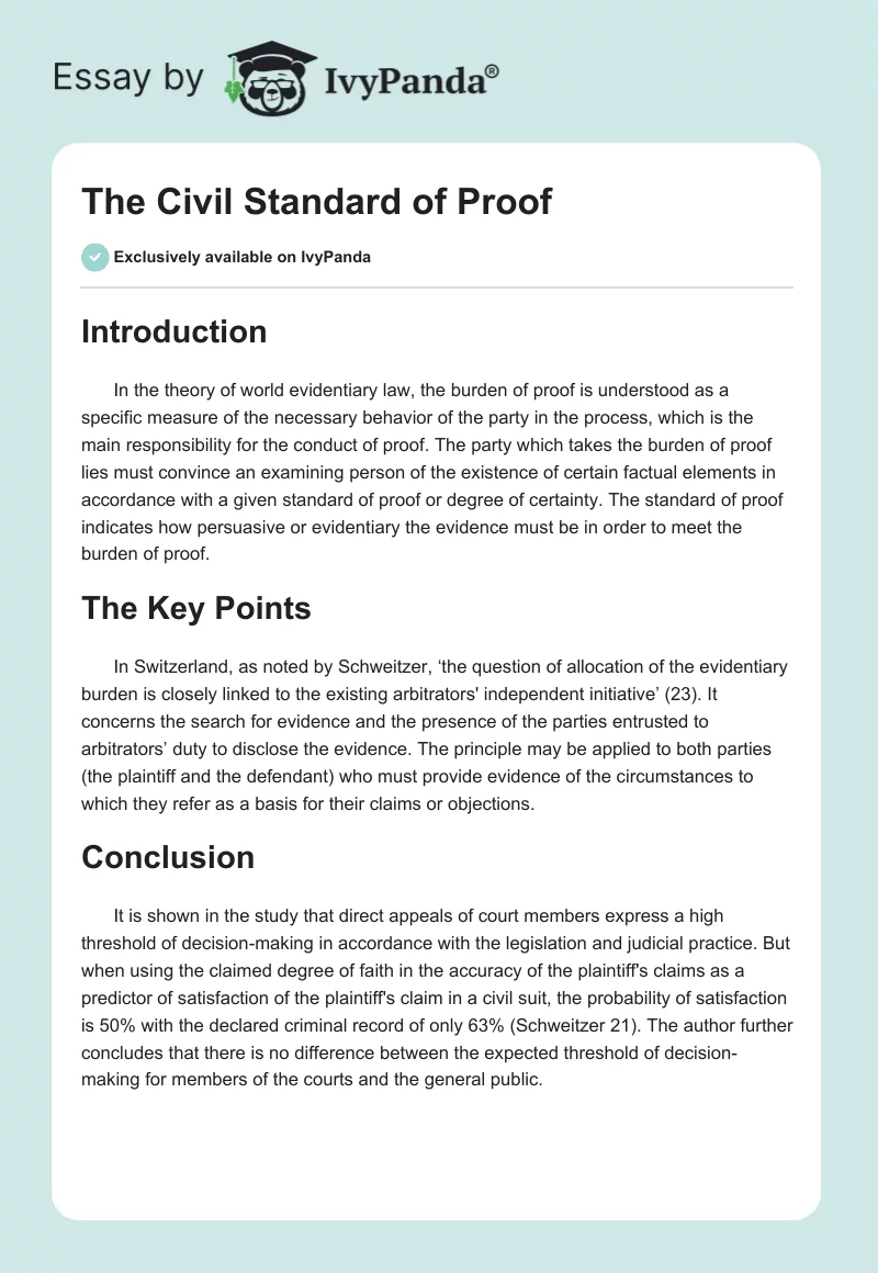 The Civil Standard of Proof. Page 1