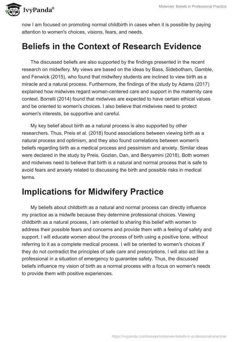 Midwives’ Beliefs in Professional Practice. Page 2