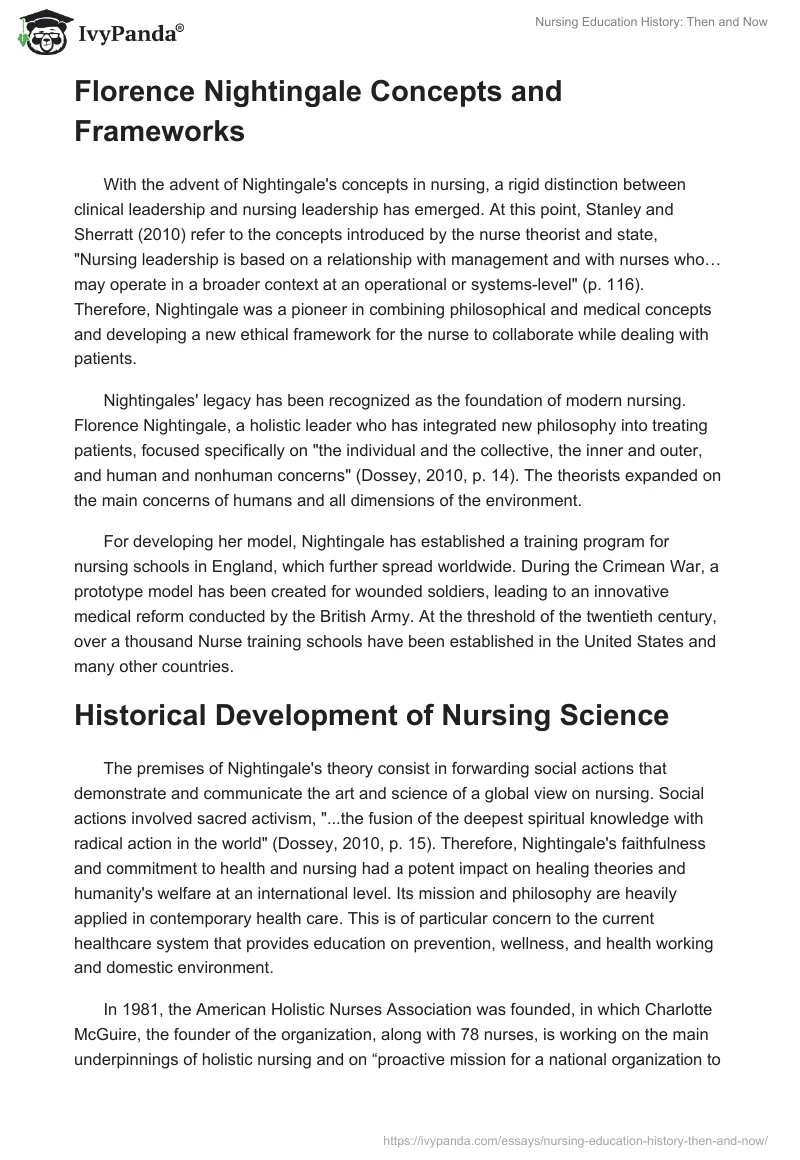 Nursing Education History: Then and Now. Page 2