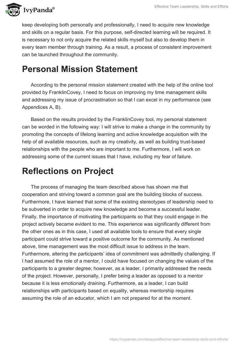 Effective Team Leadership, Skills and Efforts. Page 5